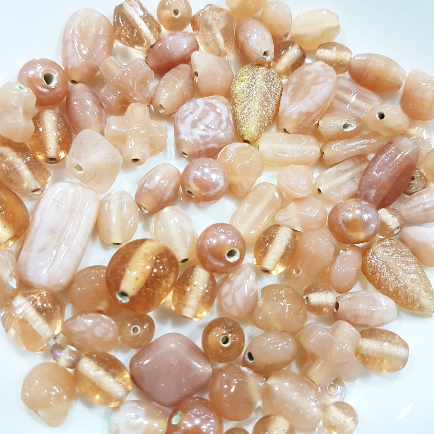 100g Pinky Peach Indian Lampwork Beads