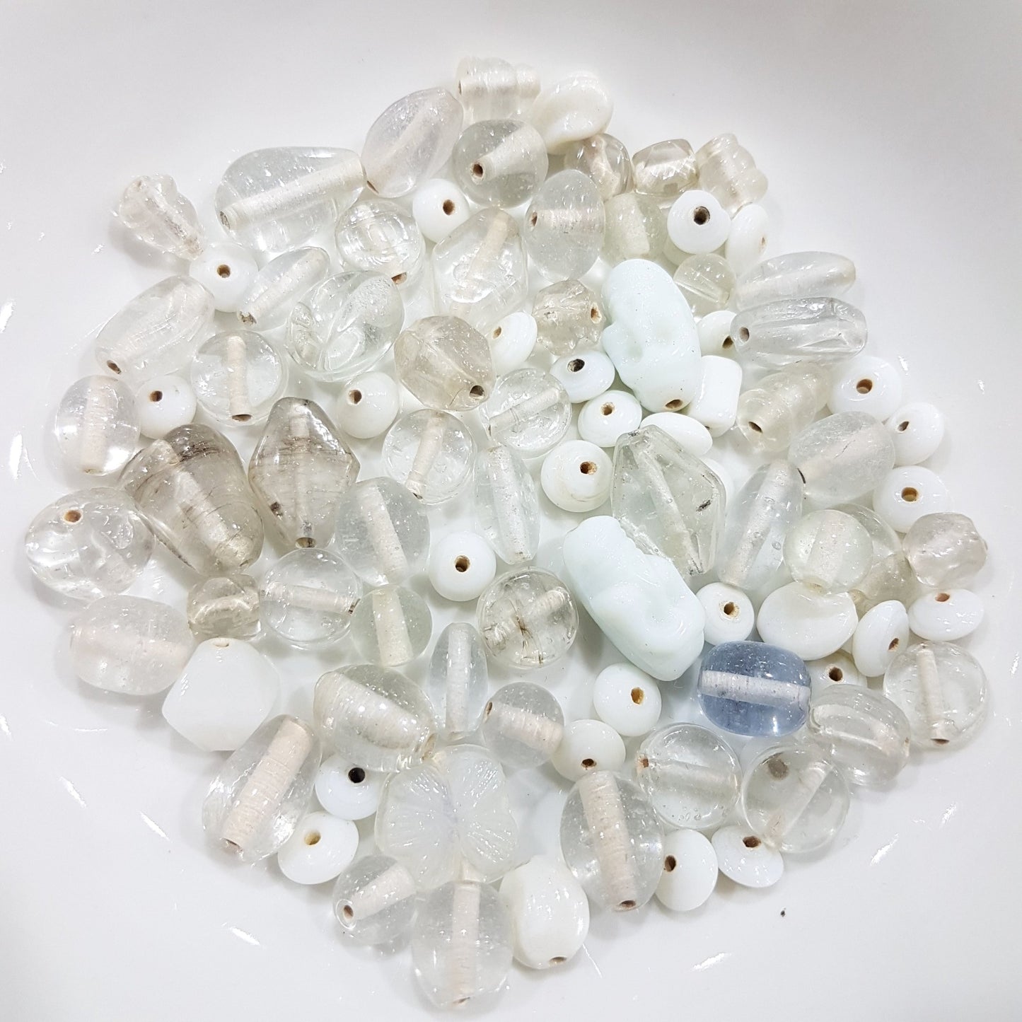 100g Clear and White Lampwork Mix