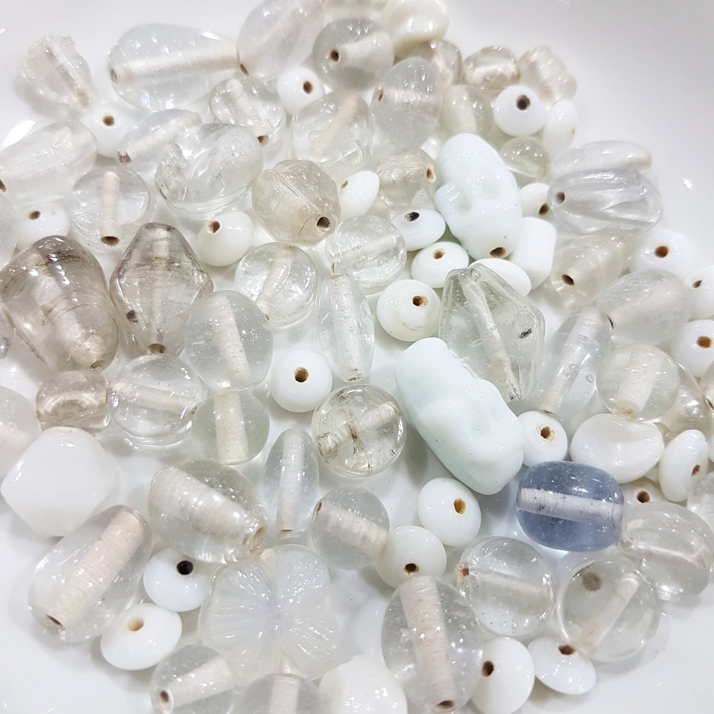 100g Clear and White Lampwork Mix