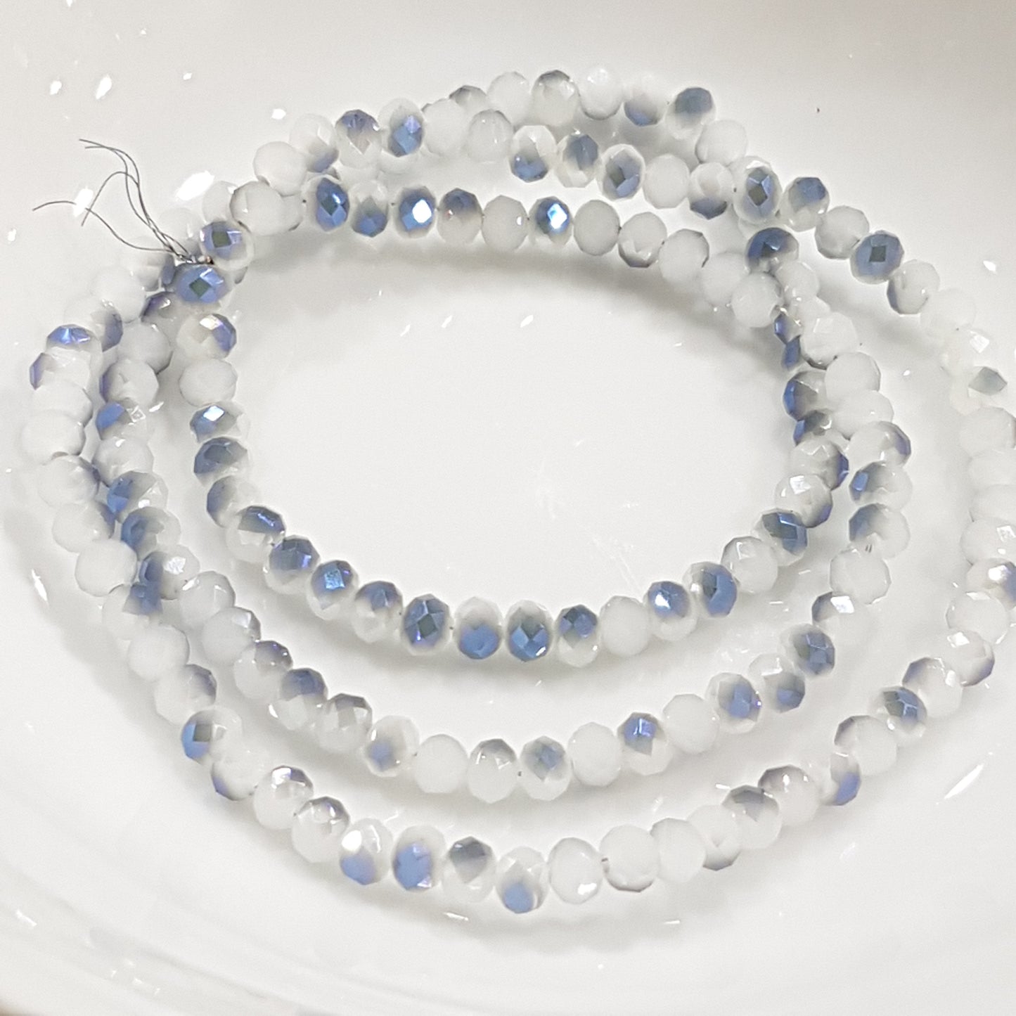 White and Blue Crystal Rondelles