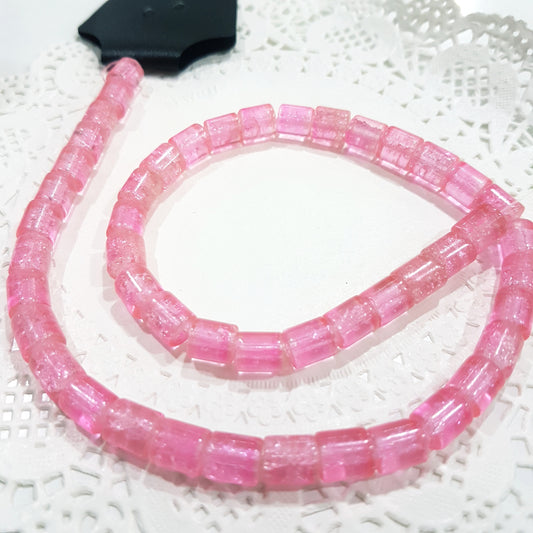 Pink Crackle Glass Bead Strand
