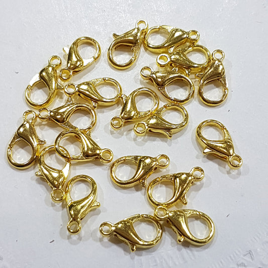 20pc Gold Lobster Clasps 13x7mm