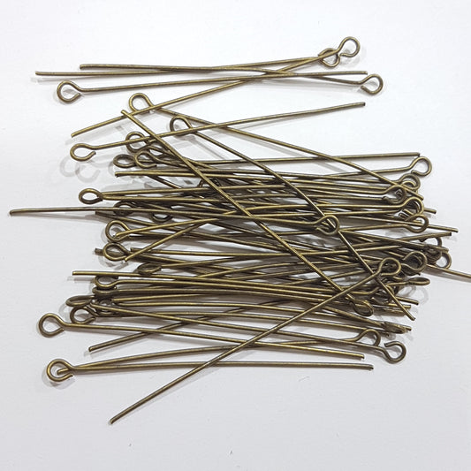 50pc Bronze 4.5cm Eye Pins