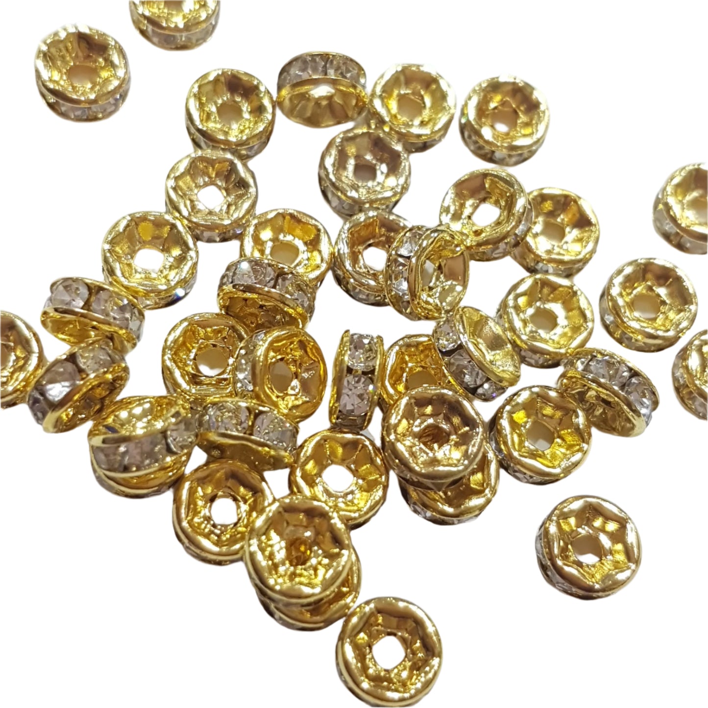 50pc Gold Rhinestone Spacers