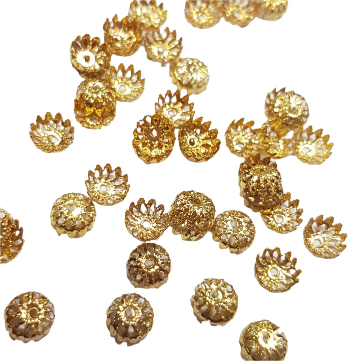 50pc Gold Bead Caps 6mm