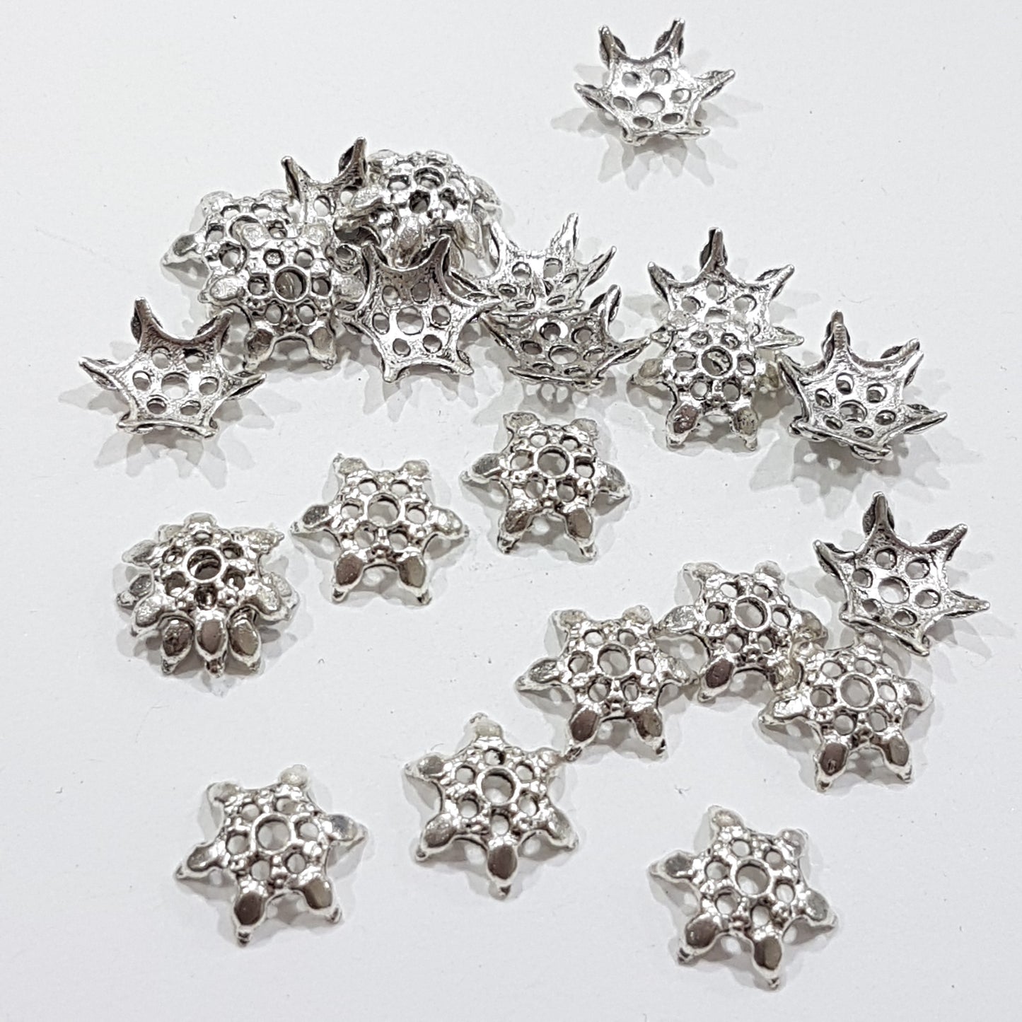 25pc Tibetan Silver Bead Caps