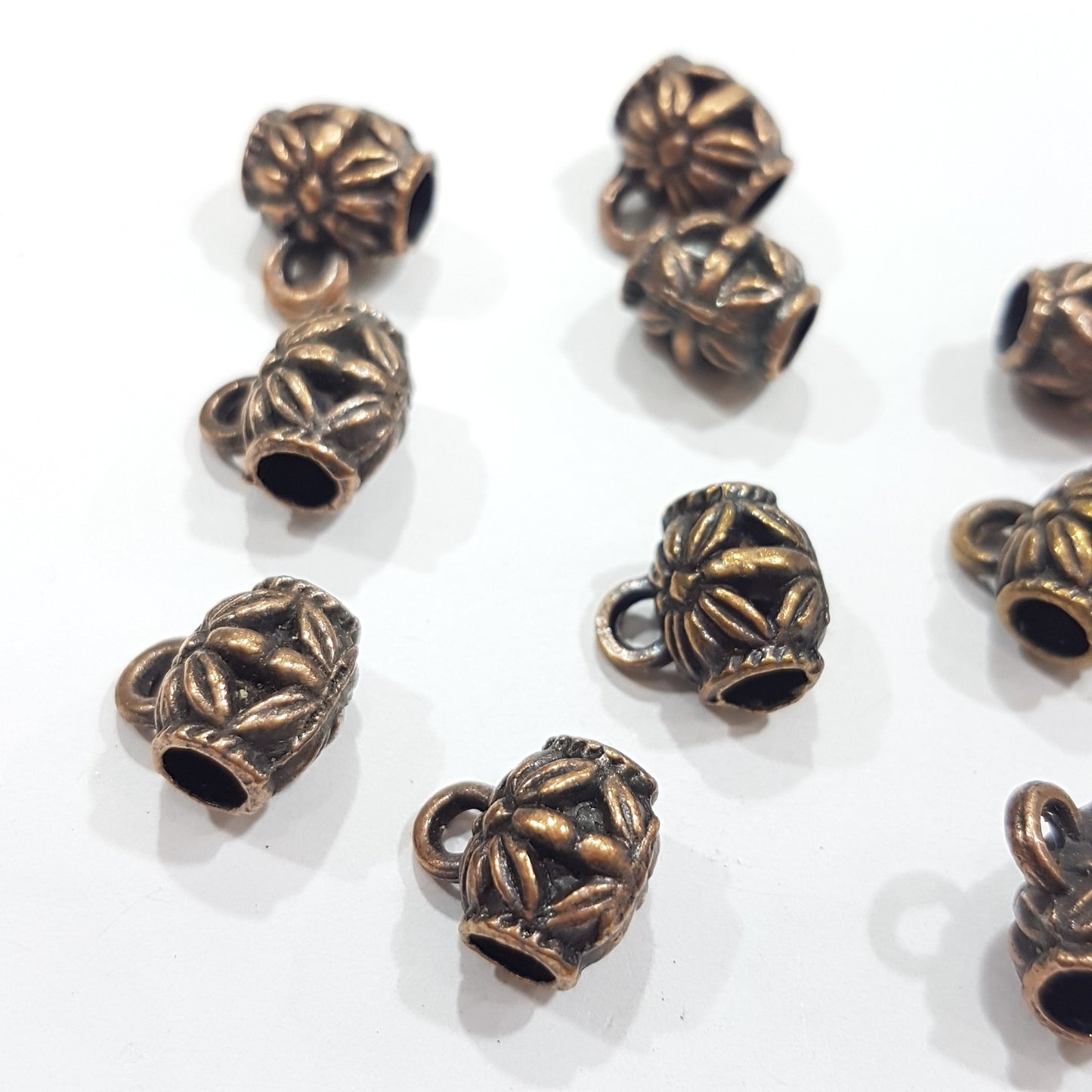 10pc Antique Copper Barrel Beads