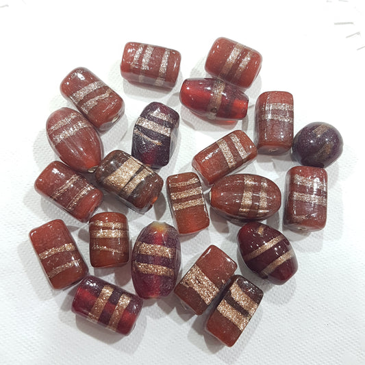100g Red and Gold Lampwork Beads