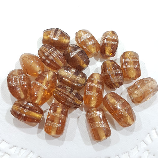 100g Topaz and Gold Lampwork Beads