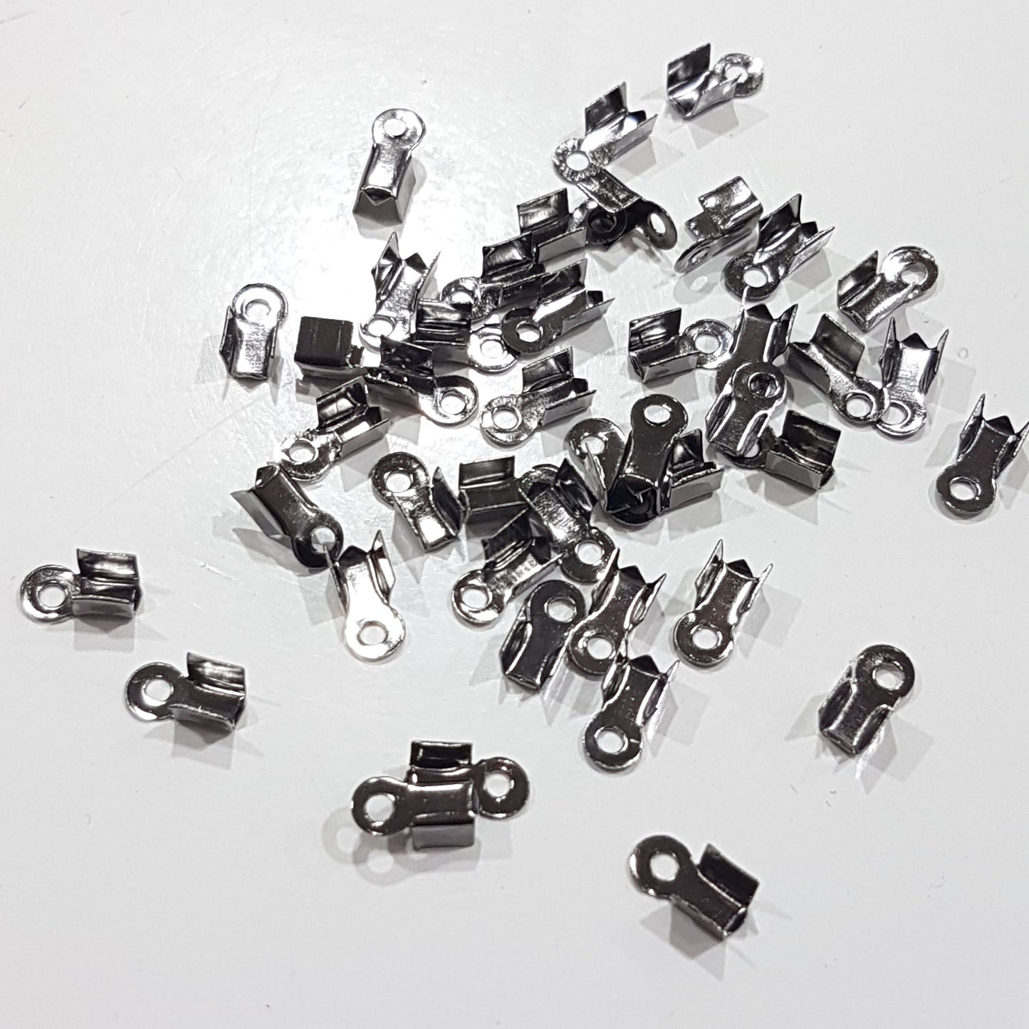 50pc Gunmetal Black Fold Over Crimps