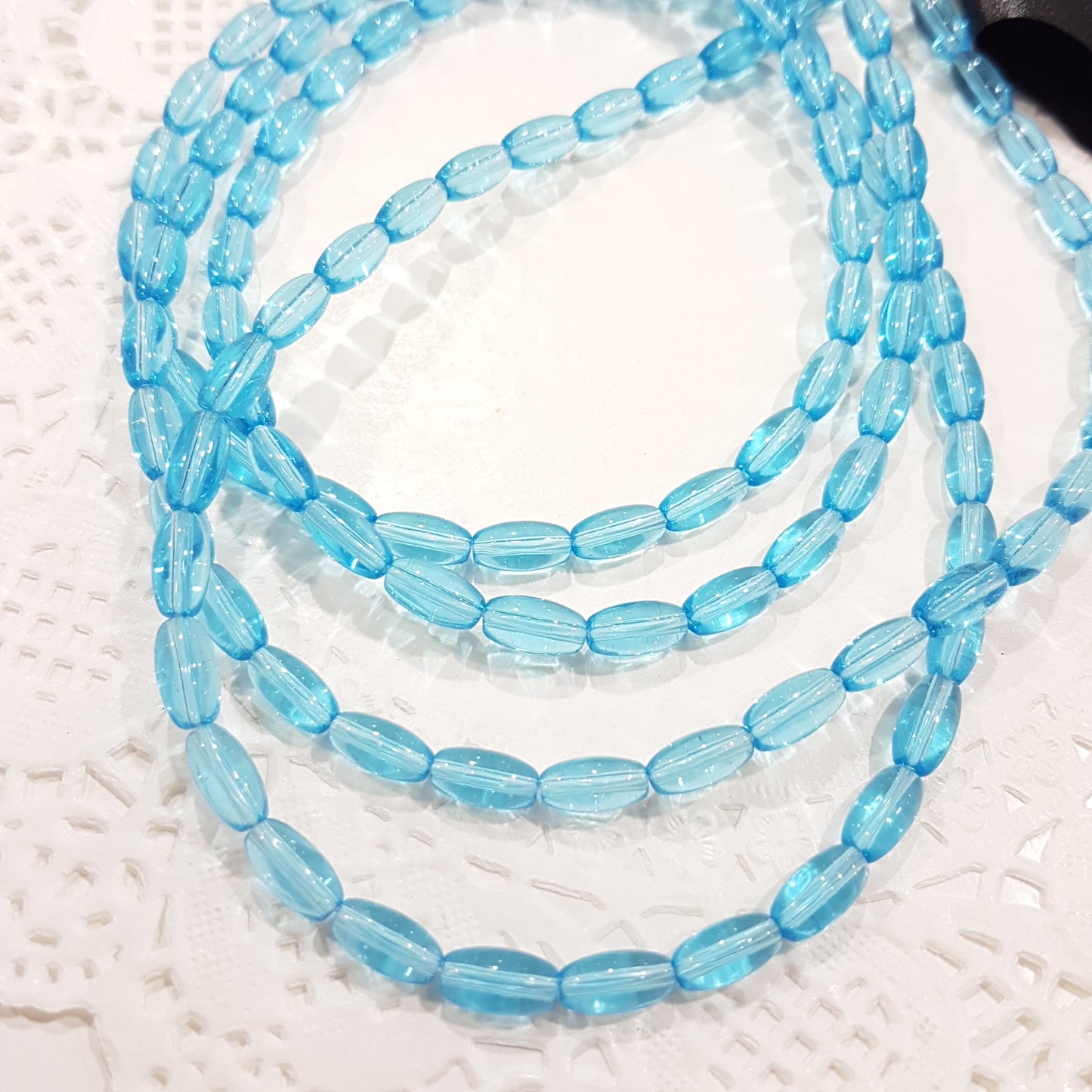 40pc Blue Rice Glass Beads