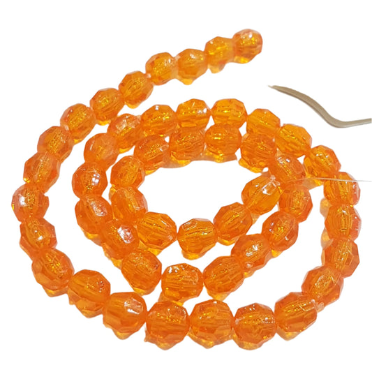 50pc Orange Faceted Acrylic Beads