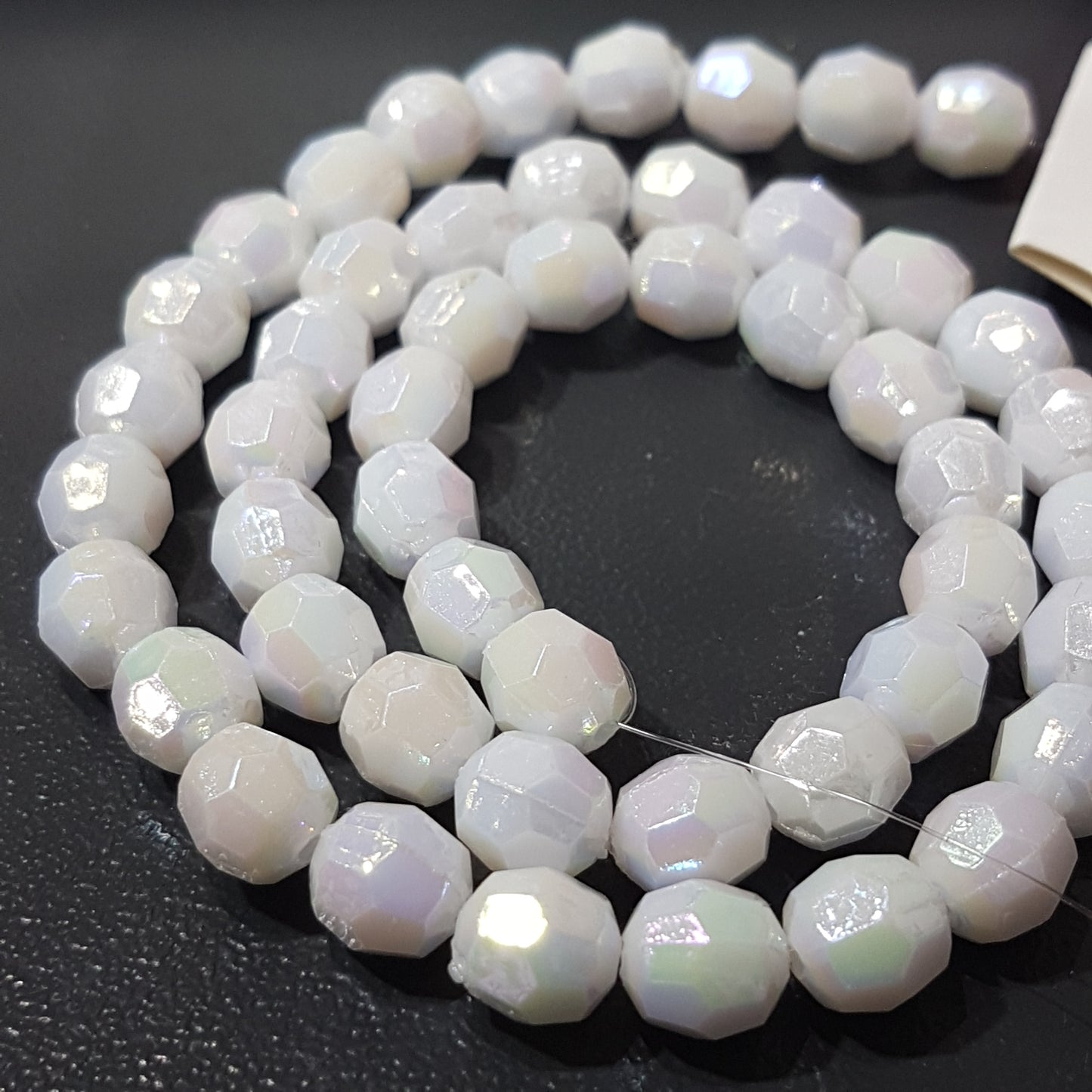 50pc White AB Faceted Acrylic Beads