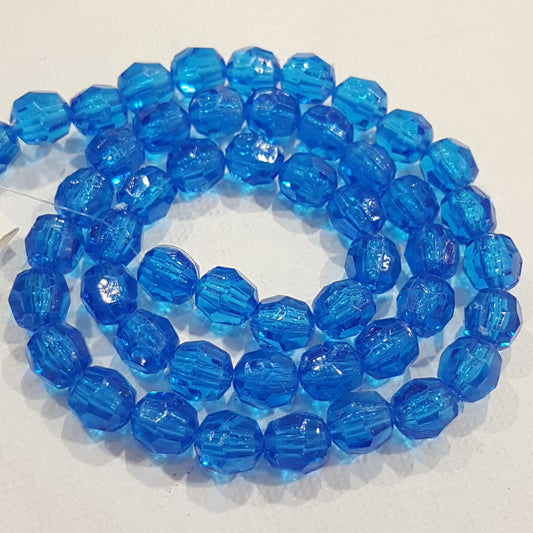 50pc Blue Faceted Acrylic Beads