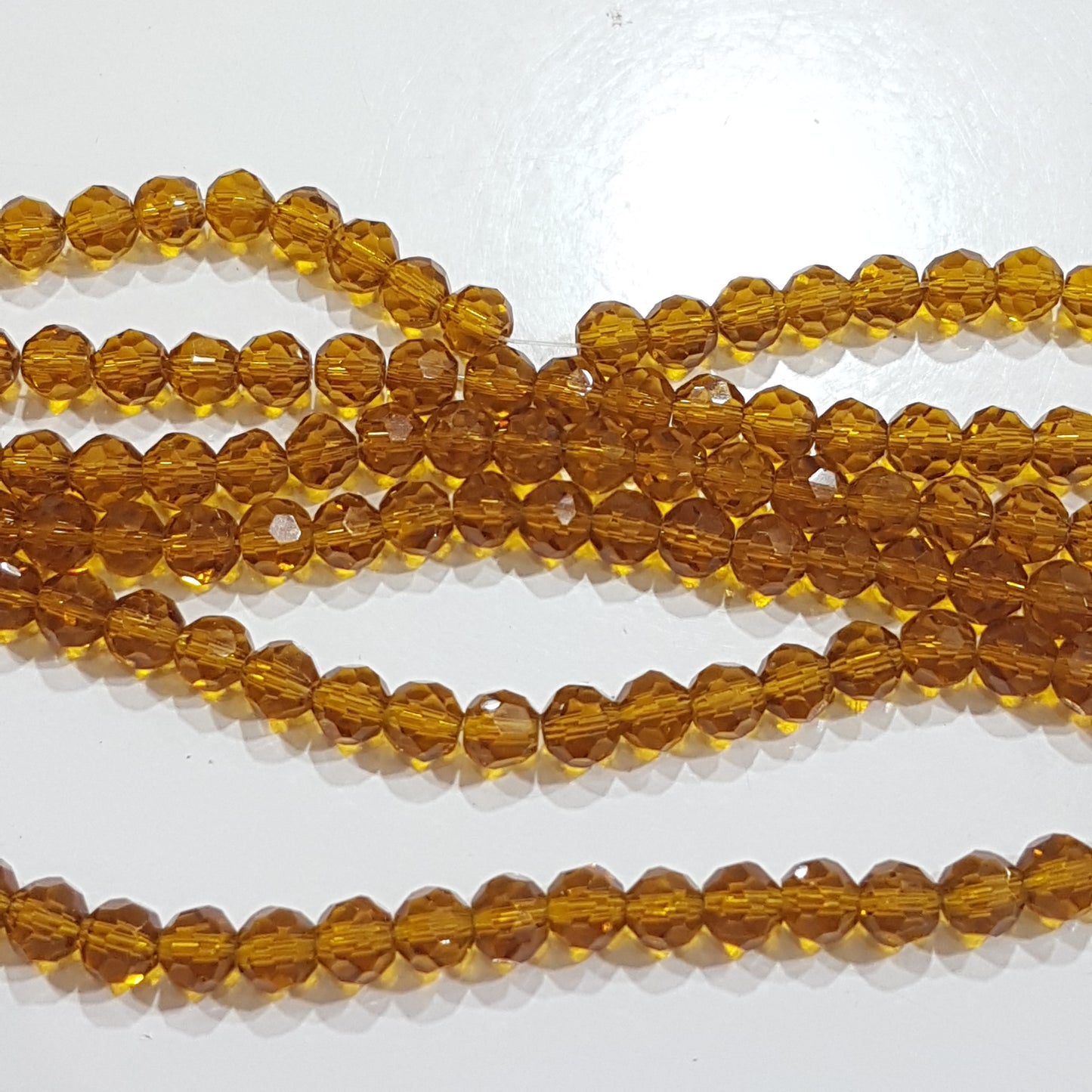 5mm Amber Faceted Glass Beads