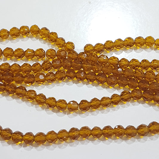 5mm Amber Faceted Glass Beads