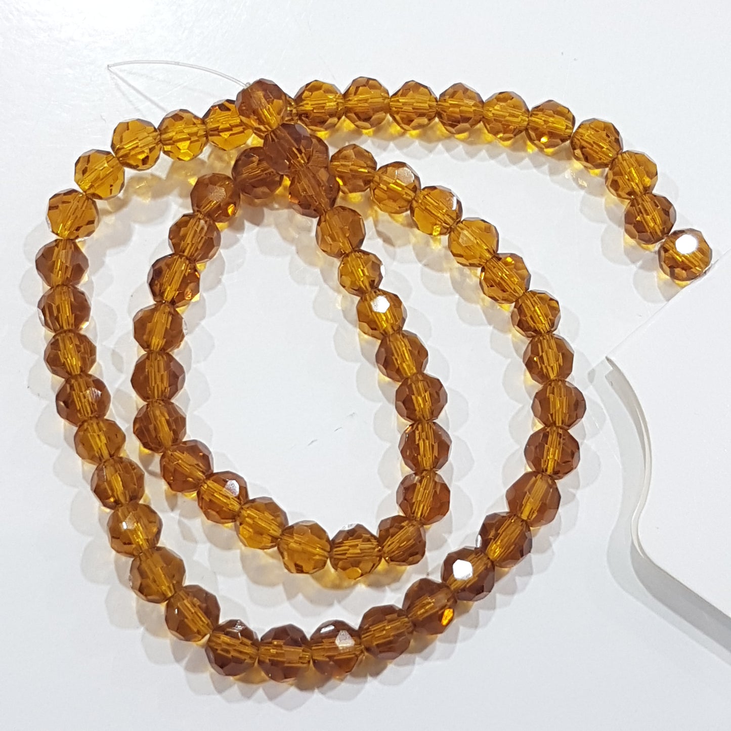 5mm Amber Faceted Glass Beads