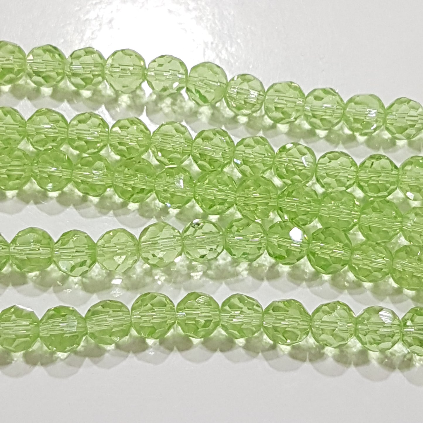 5mm Green Faceted Glass Beads