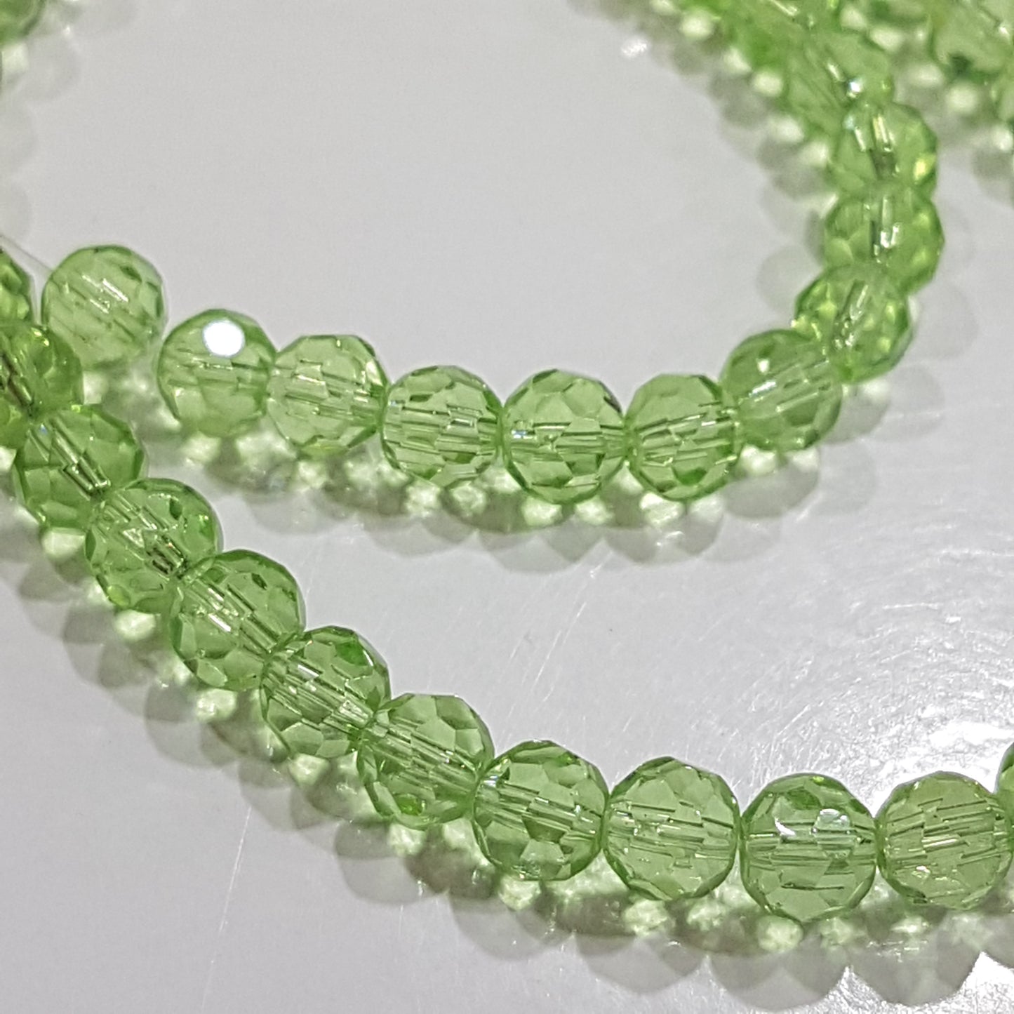 5mm Green Faceted Glass Beads