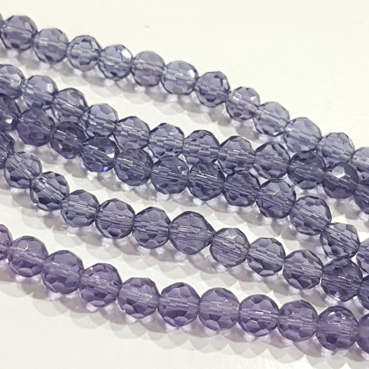 5mm Purple Faceted Glass Beads