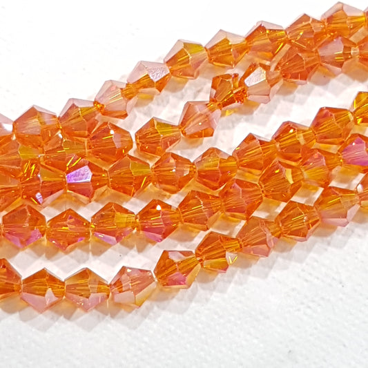 6mm Orange AB Glass Bicones