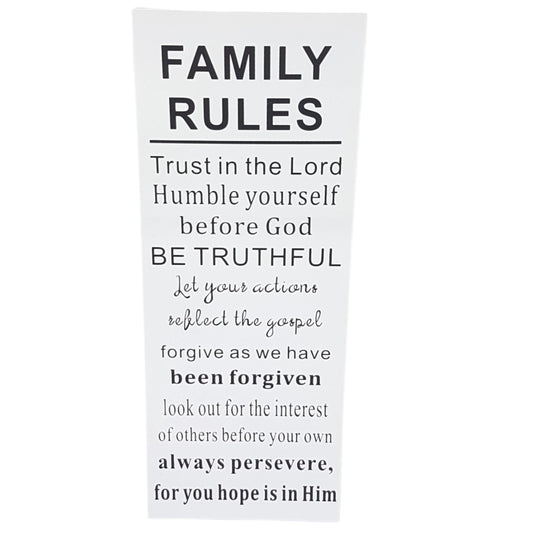Family Rules Wooden Wall Art