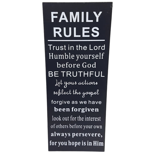 Family Rules Wooden Wall Art