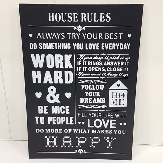 House Rules Hanging Sign