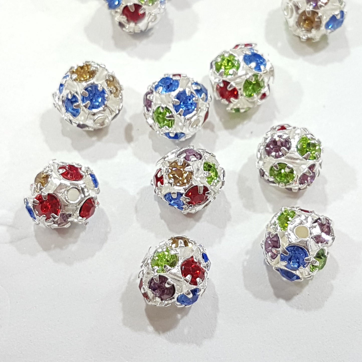 10pc 8mm Multi Colour Rhinestone Bead