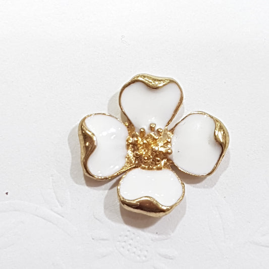 White Enamel Flower Charm