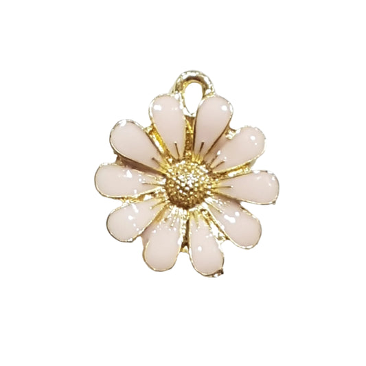 Pink Enamel Flower Charm Pendant