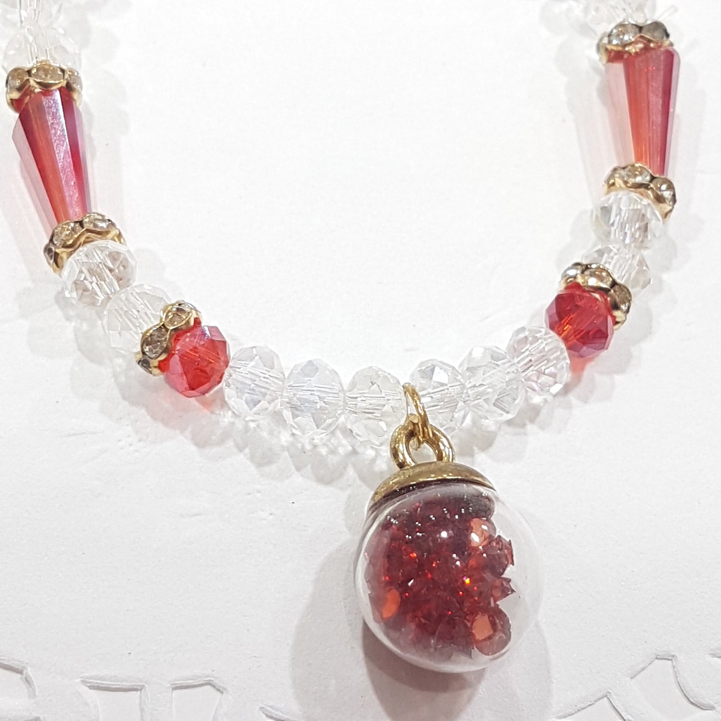 Red Bauble Crystal Beaded Bracelet