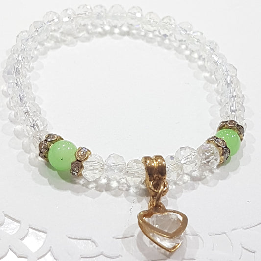 Green Crystal Beaded Stretch Bracelet