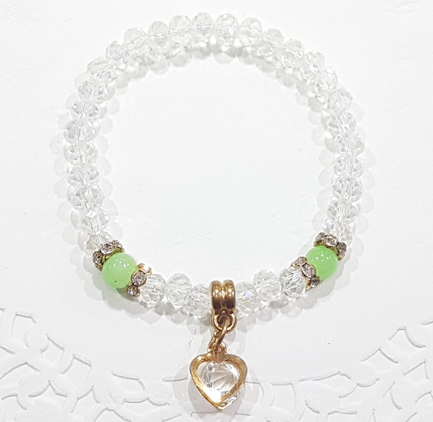 Green Crystal Beaded Stretch Bracelet