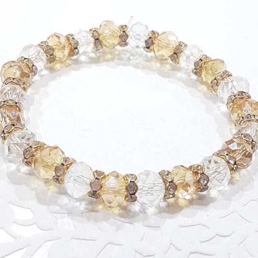 Golden Crystal Stretch Beaded Bracelet