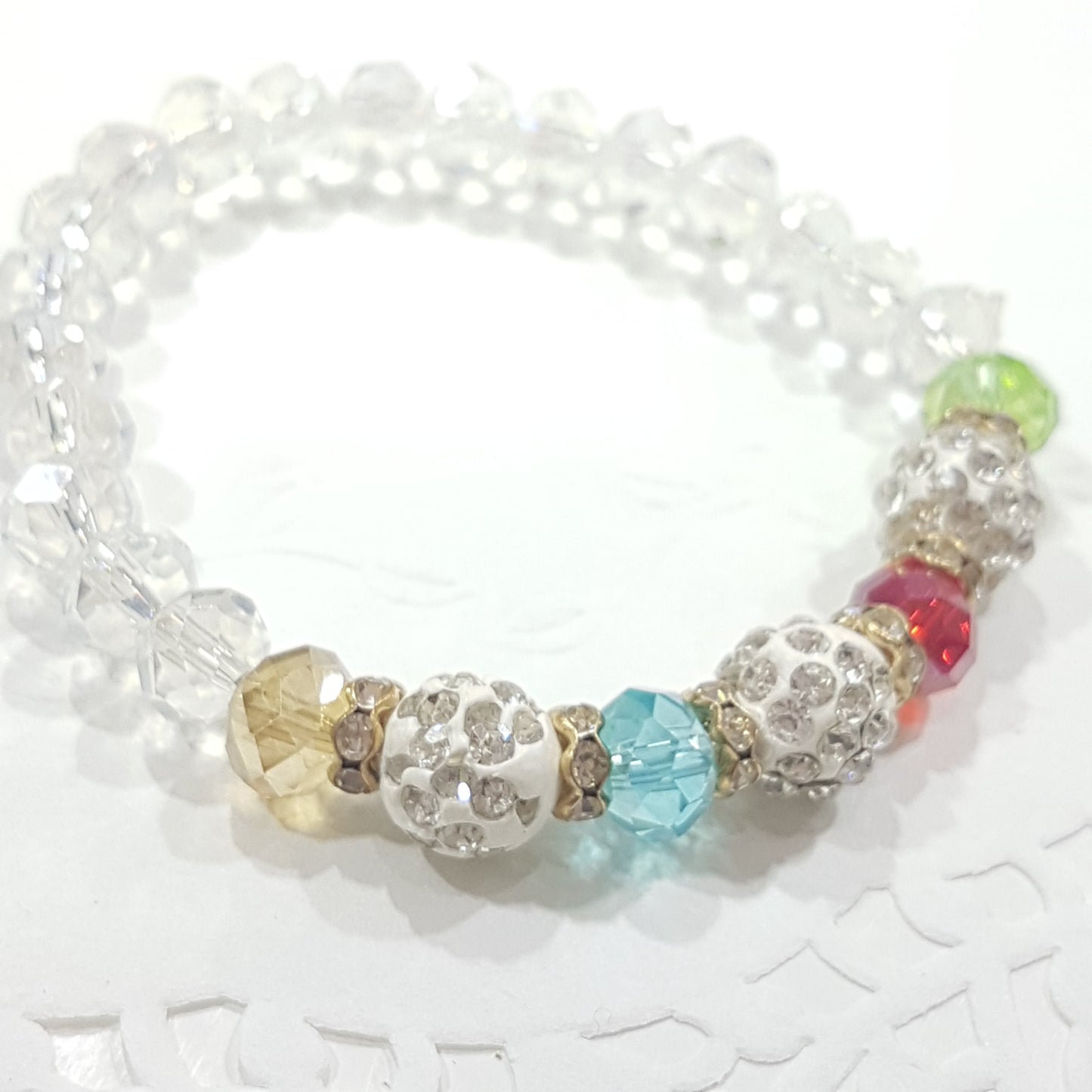 Rainbow Crystal Stretch Beaded Bracelet