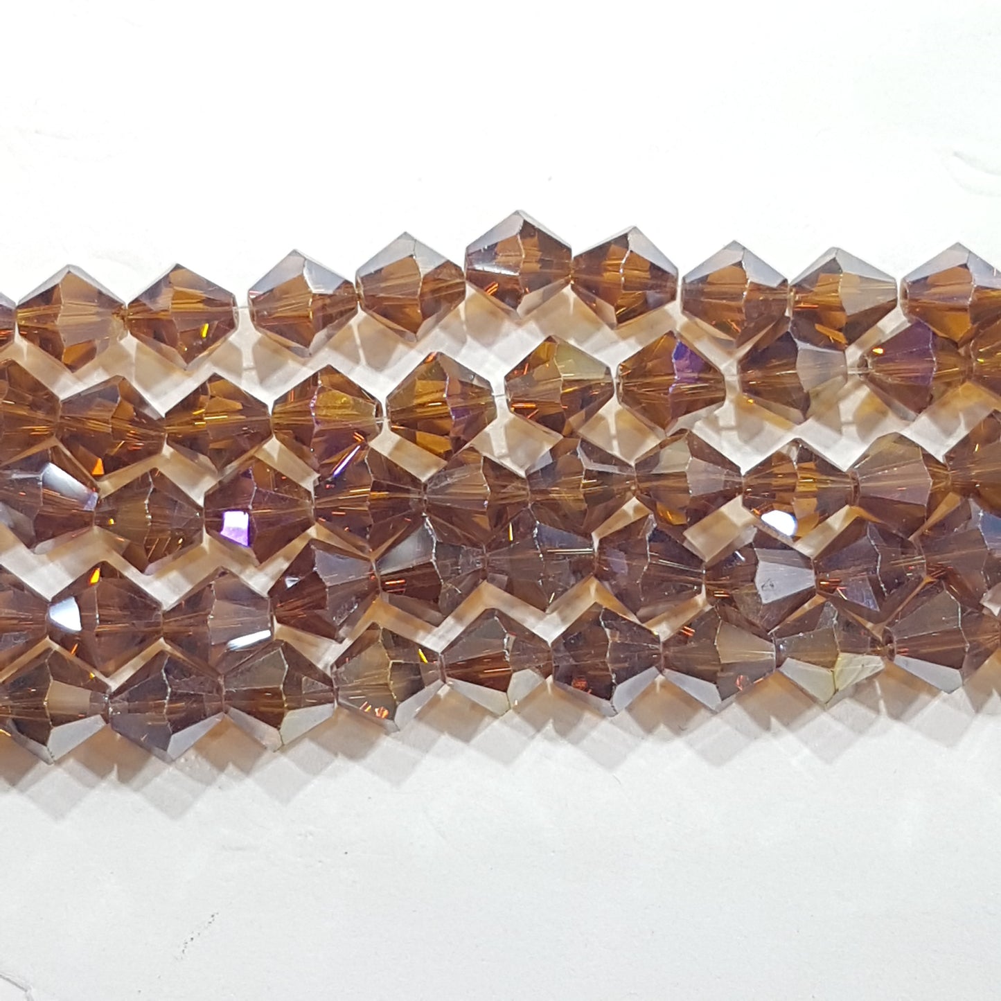 8mm Brown AB Glass Bicones