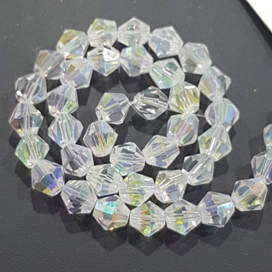 8mm Clear AB Glass Bicones