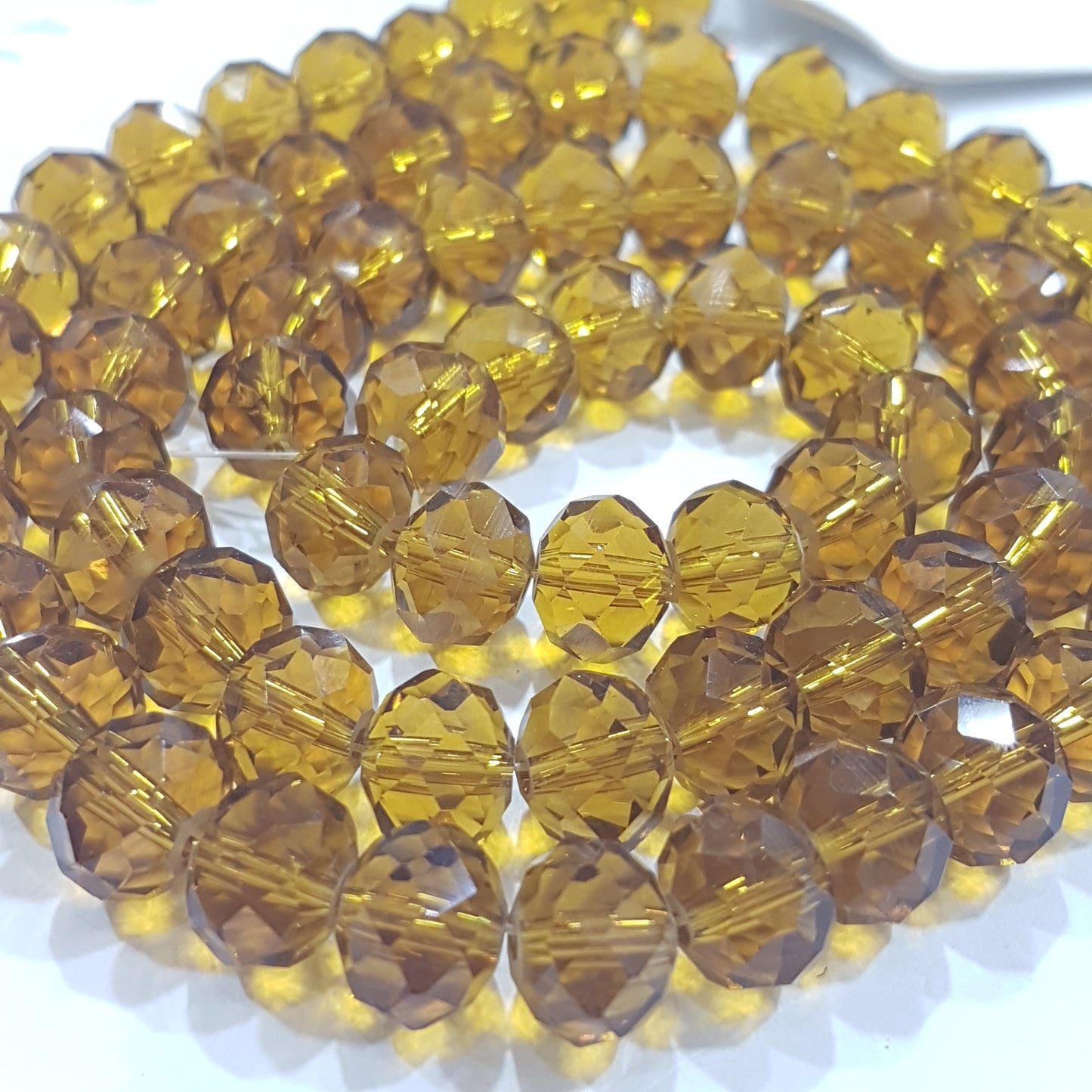 9x8mm Golden Amber Crystal Rondelle Beads