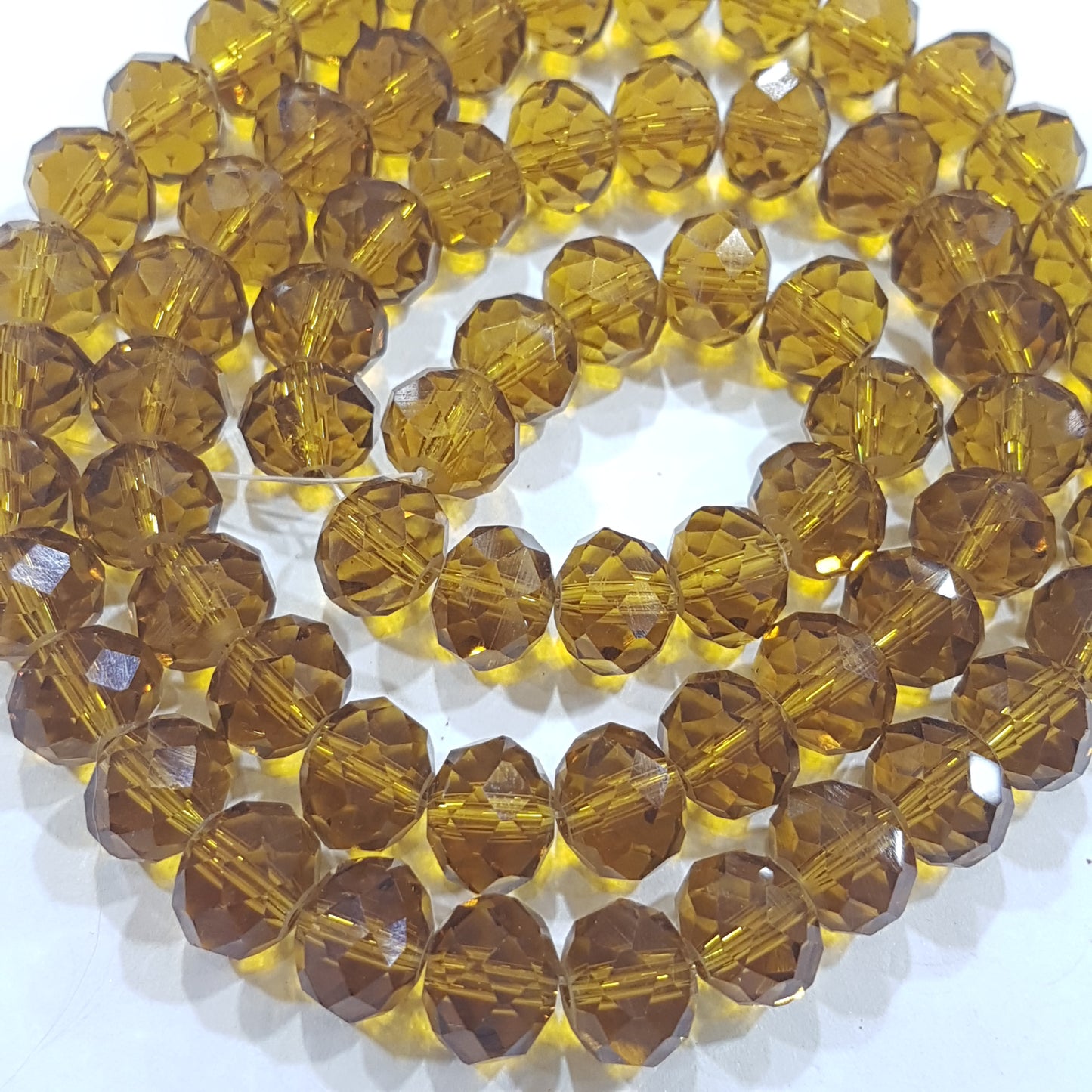 9x8mm Golden Amber Crystal Rondelle Beads