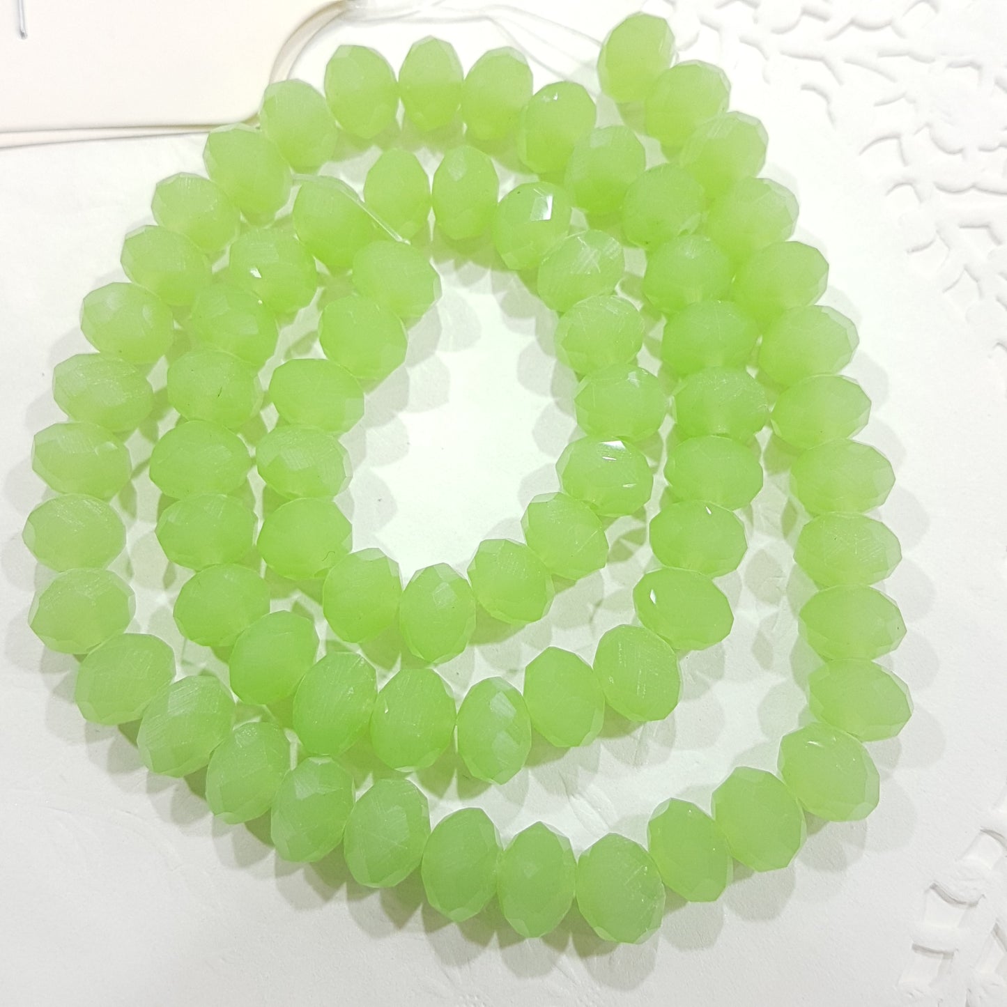 9x8mm Green Crystal Rondelle Beads