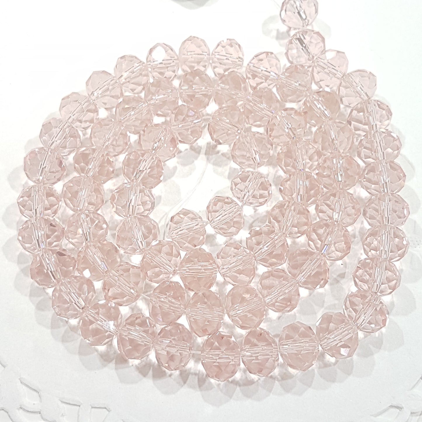 9x8mm Pink Crystal Rondelle Beads