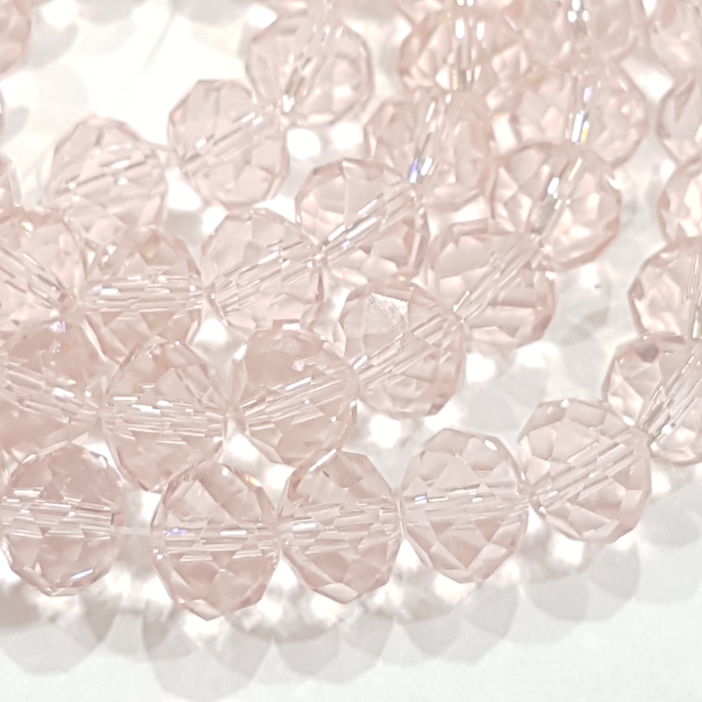 9x8mm Pink Crystal Rondelle Beads