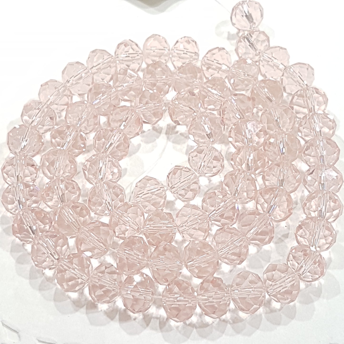 9x8mm Pink Crystal Rondelle Beads