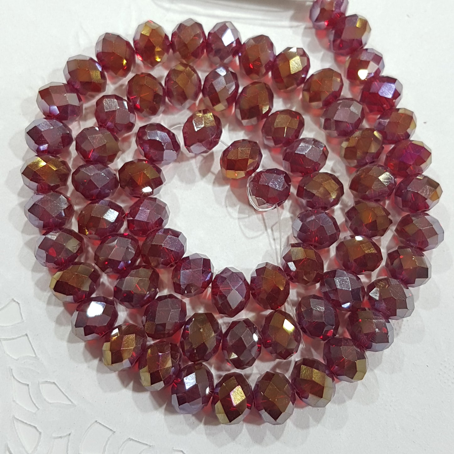 Red AB Crystal Rondelle Beads