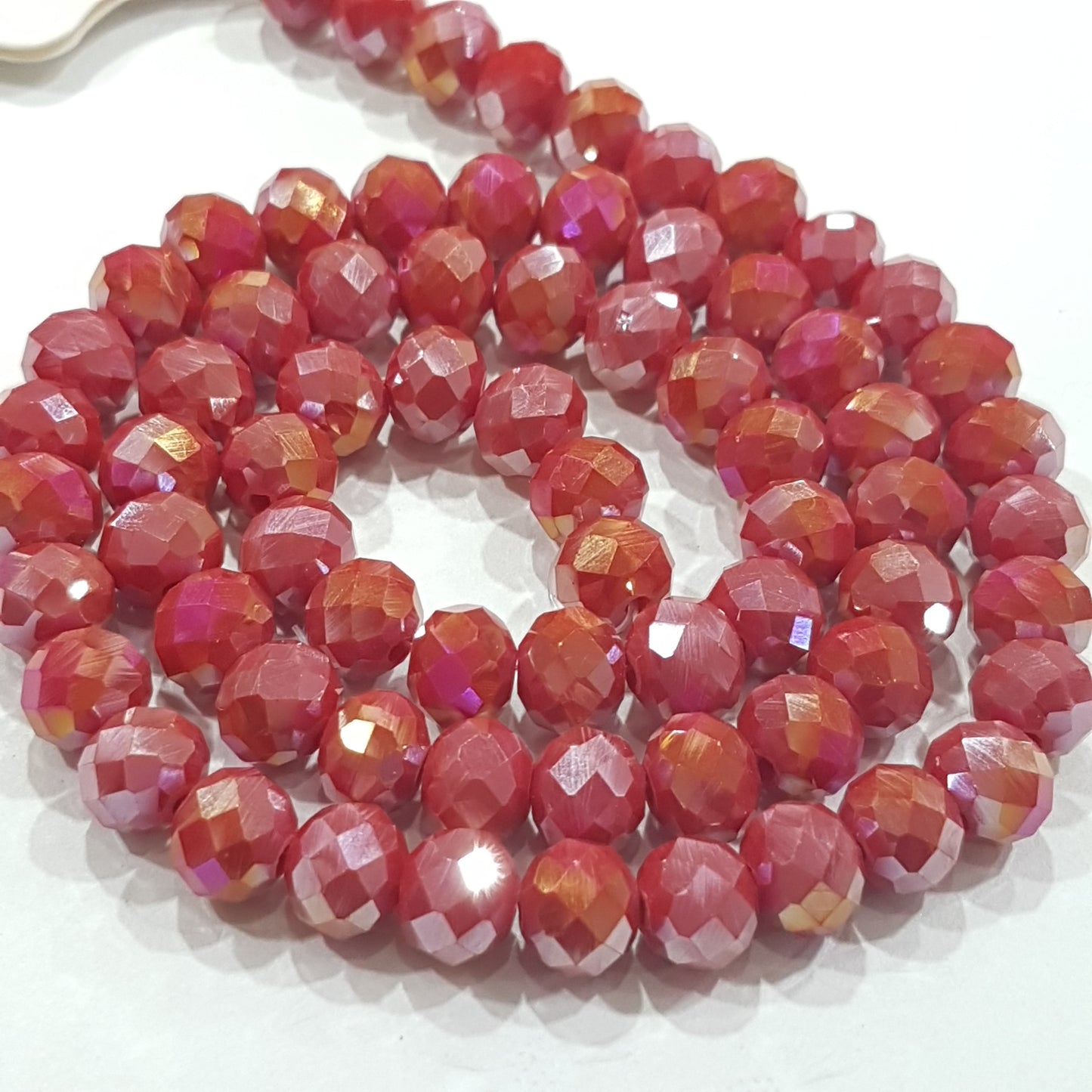 Red AB Crystal Rondelle Beads