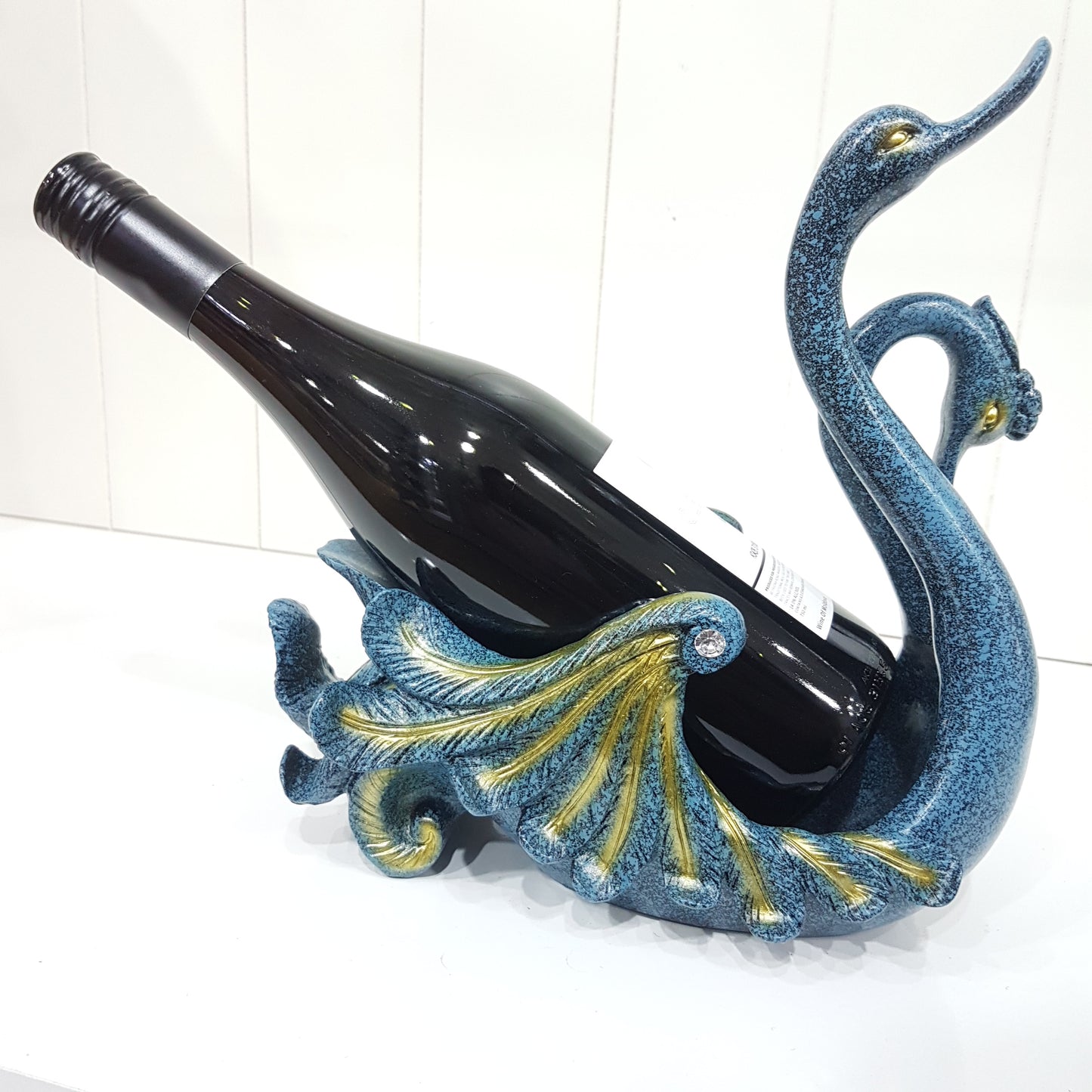 Double Swan Wine Holder Blue Gold