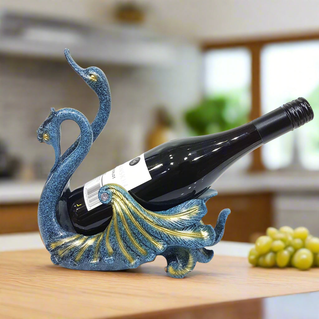 Double Swan Wine Holder Blue Gold