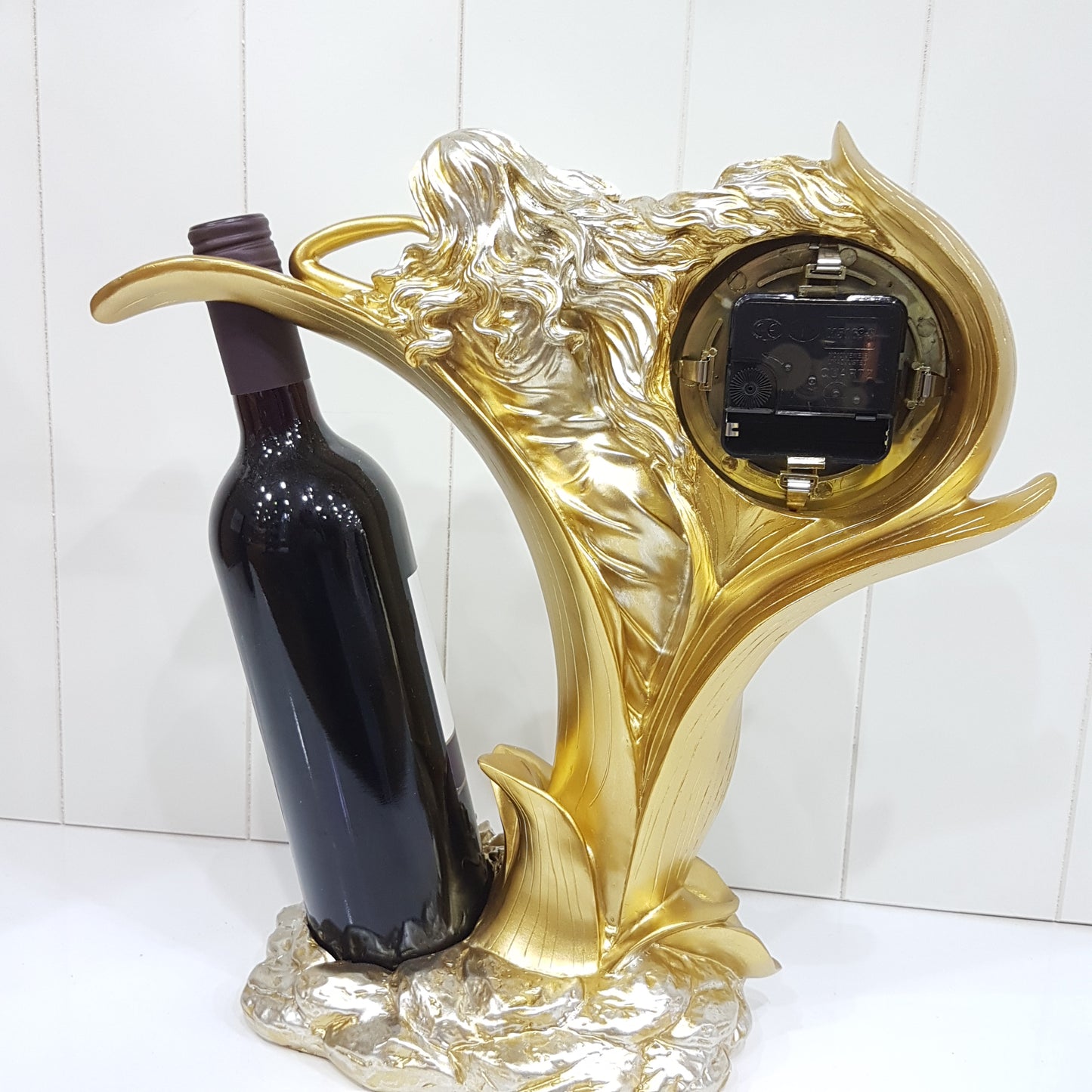 Golden Lady Clock Wine Holder