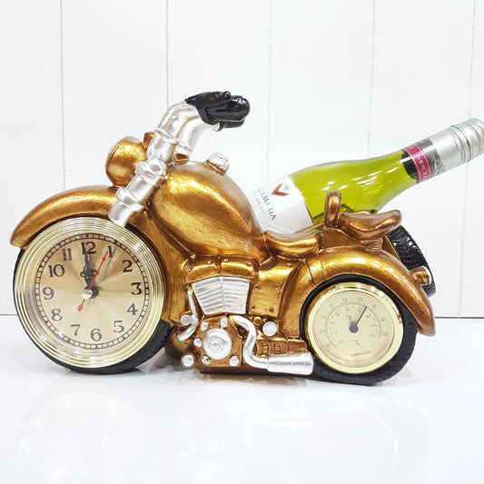 Motorcycle Clock Wine Holder
